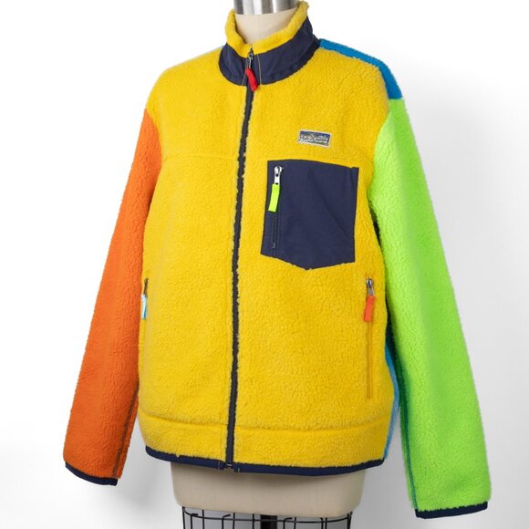 RALPH LAUREN COLORBLOCK HI-PILE SHERPA FLEECE FULL-ZIP HYBRID SIZE MEDIUM - Picture 2 of 11